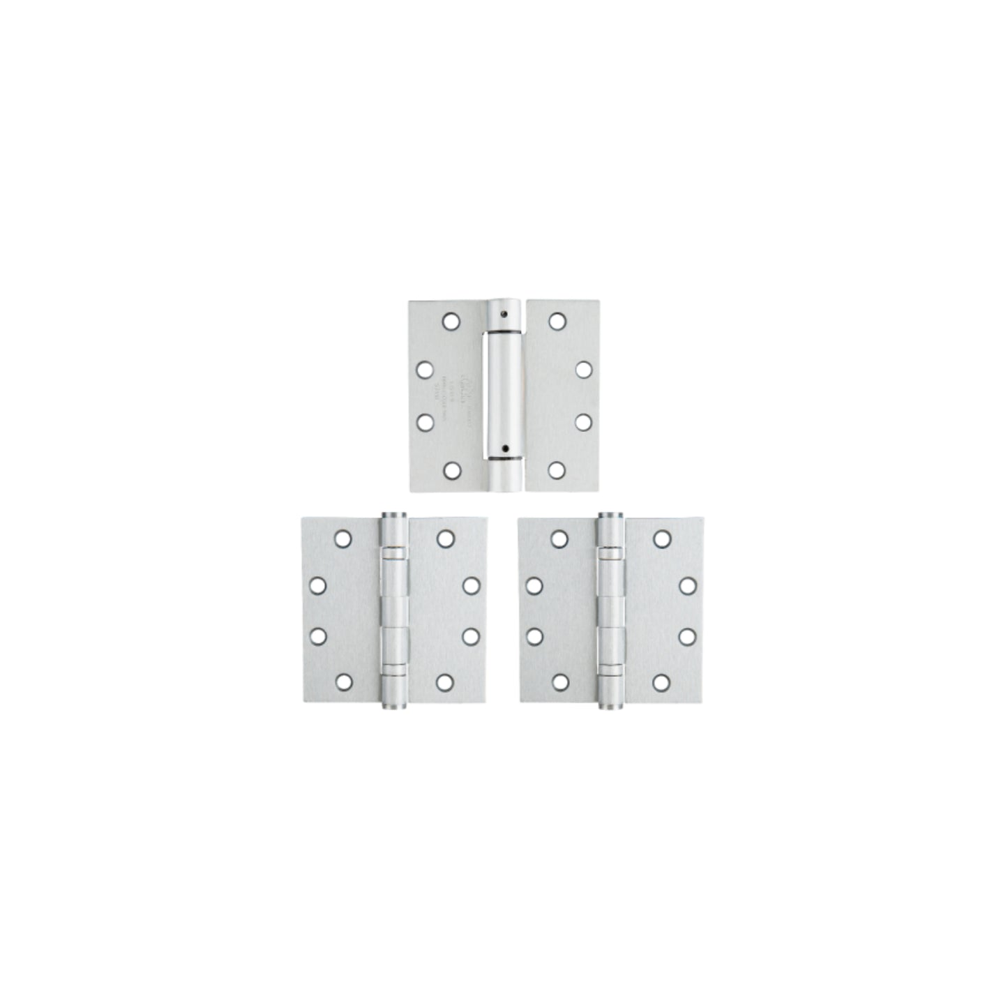4.5" x 4.5" Spring Hinge 3 Pk (1 Spring, 2 BB), Satin Chrome