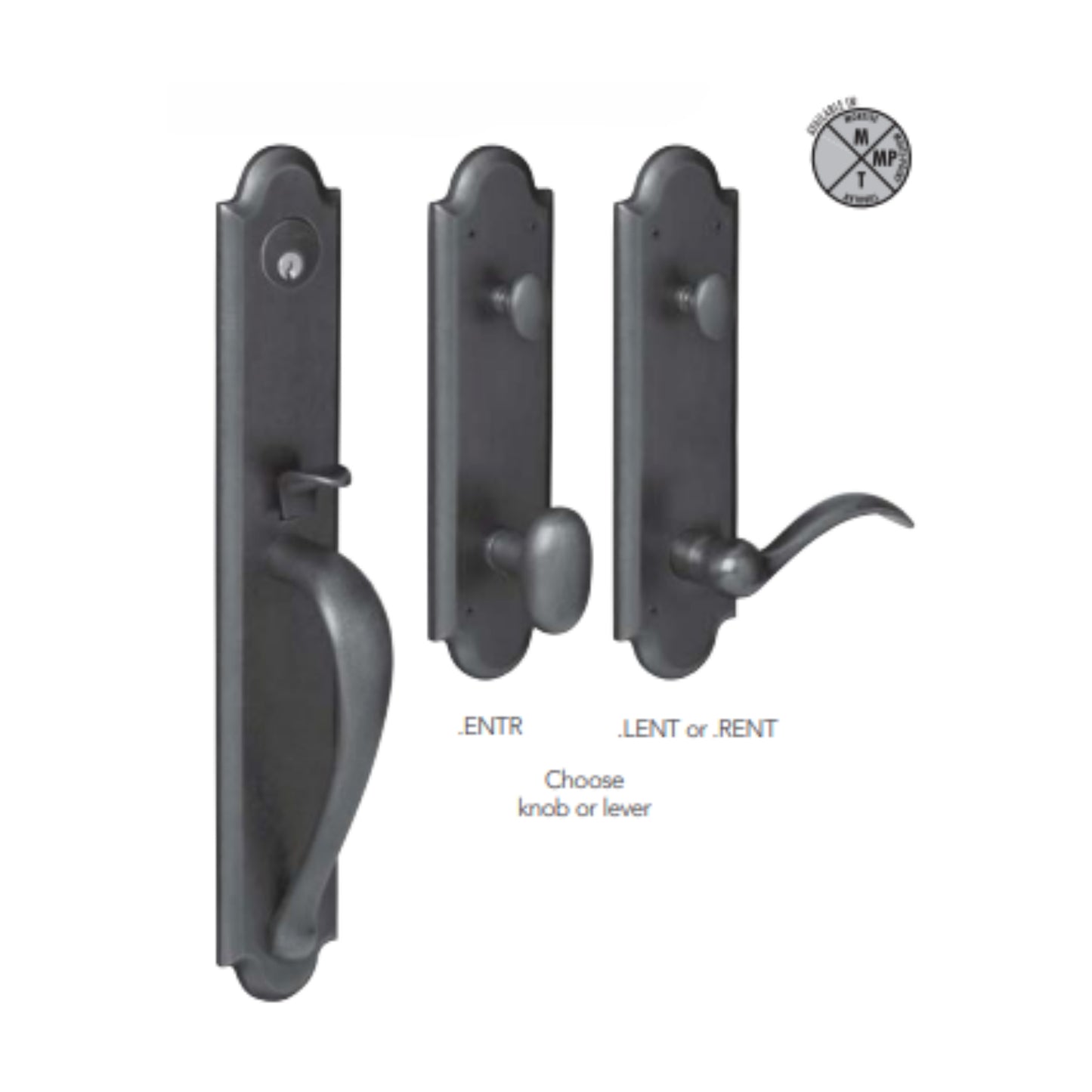 Boulder Full Escutcheon Handleset Emergency Egress w 5024 Oval Knob or 5452V Beavertail Lever