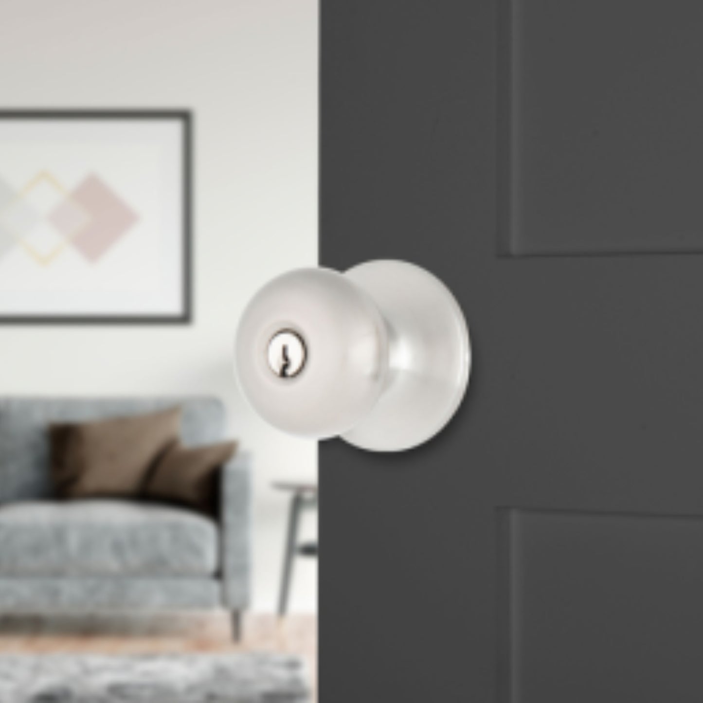 Brinks Keyed Entry Mushroom Knob, Satin Nickel