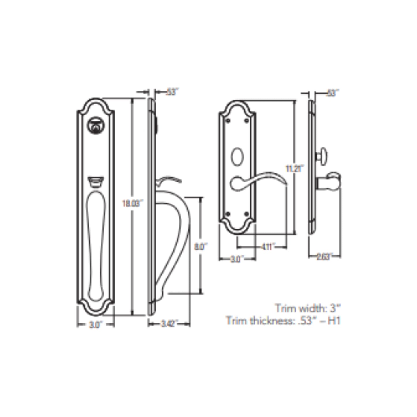 Entrance Trim Mortise Boulder Full Escutcheon