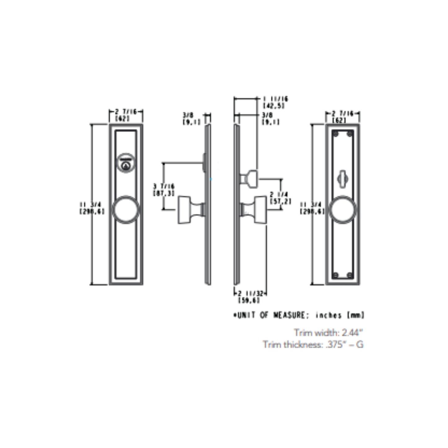 Entrance Trim Mortise Hollywood Hills Knob x Knob Trim