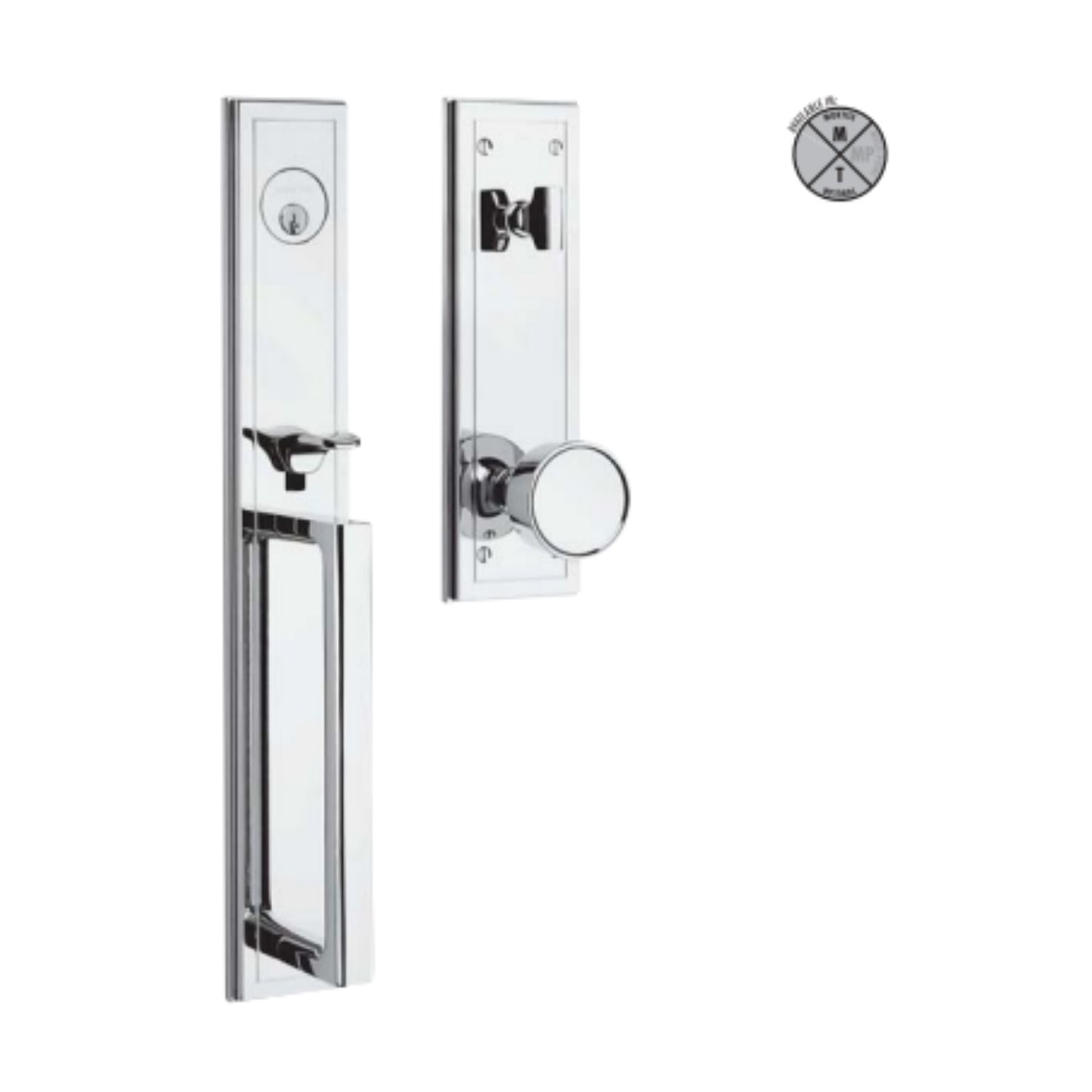 Hollywood Hills Full Escutcheon Handleset Emergency Egress w K008 Hills Knob