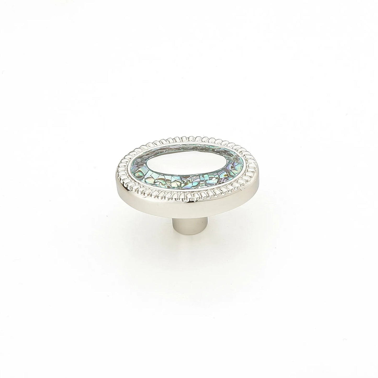 Knob, Oval, Imperial Shell, Polished Nickel, 1-1_2" x 1-1_8"