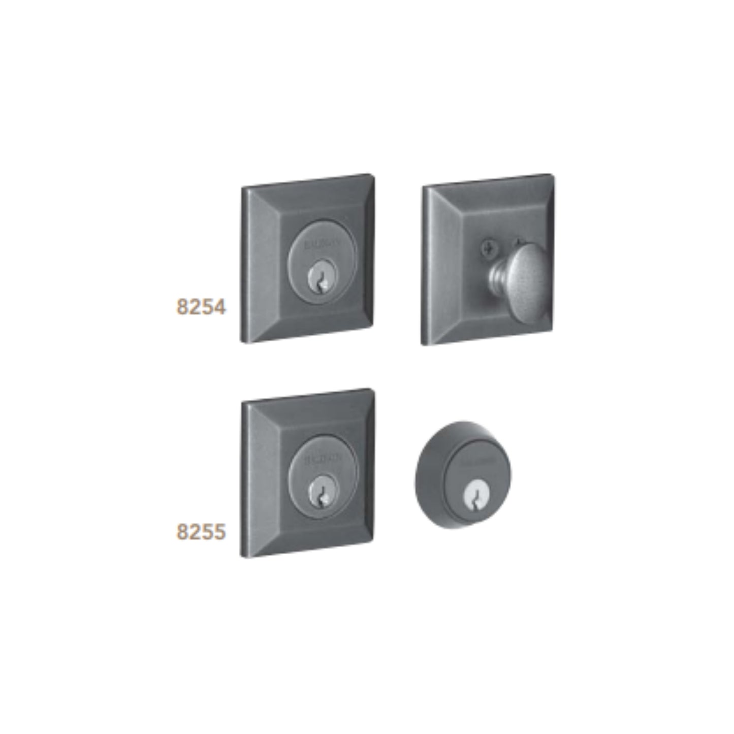 8254, 8255 Squared Deadbolt – 2 1/8 Door Prep