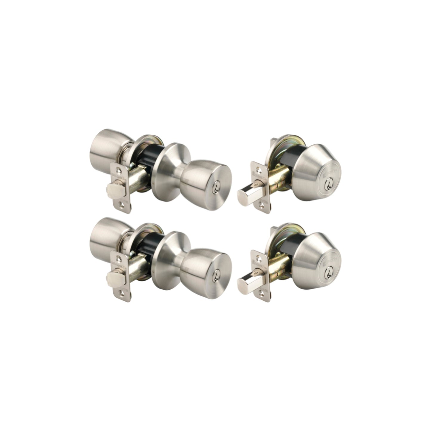 Brinks Bell Style Keyed Entry Door Knob & Deadbolt Double Combo, Satin Nickel
