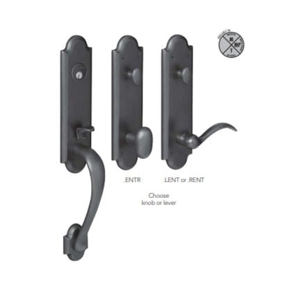 Boulder ¾ Escutcheon Handleset Emergency Egress w 5024 Oval Knob or 5452V Beavertail Lever