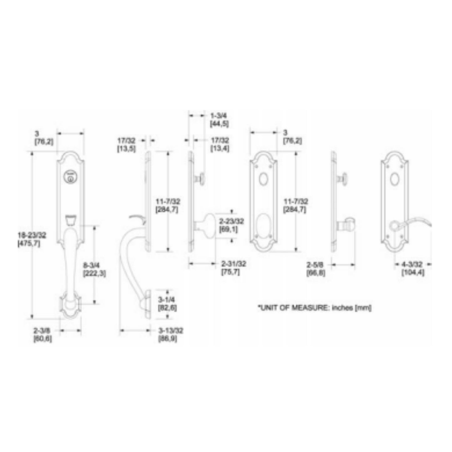 Boulder ¾ Escutcheon Handleset Emergency Egress w 5024 Oval Knob or 5452V Beavertail Lever