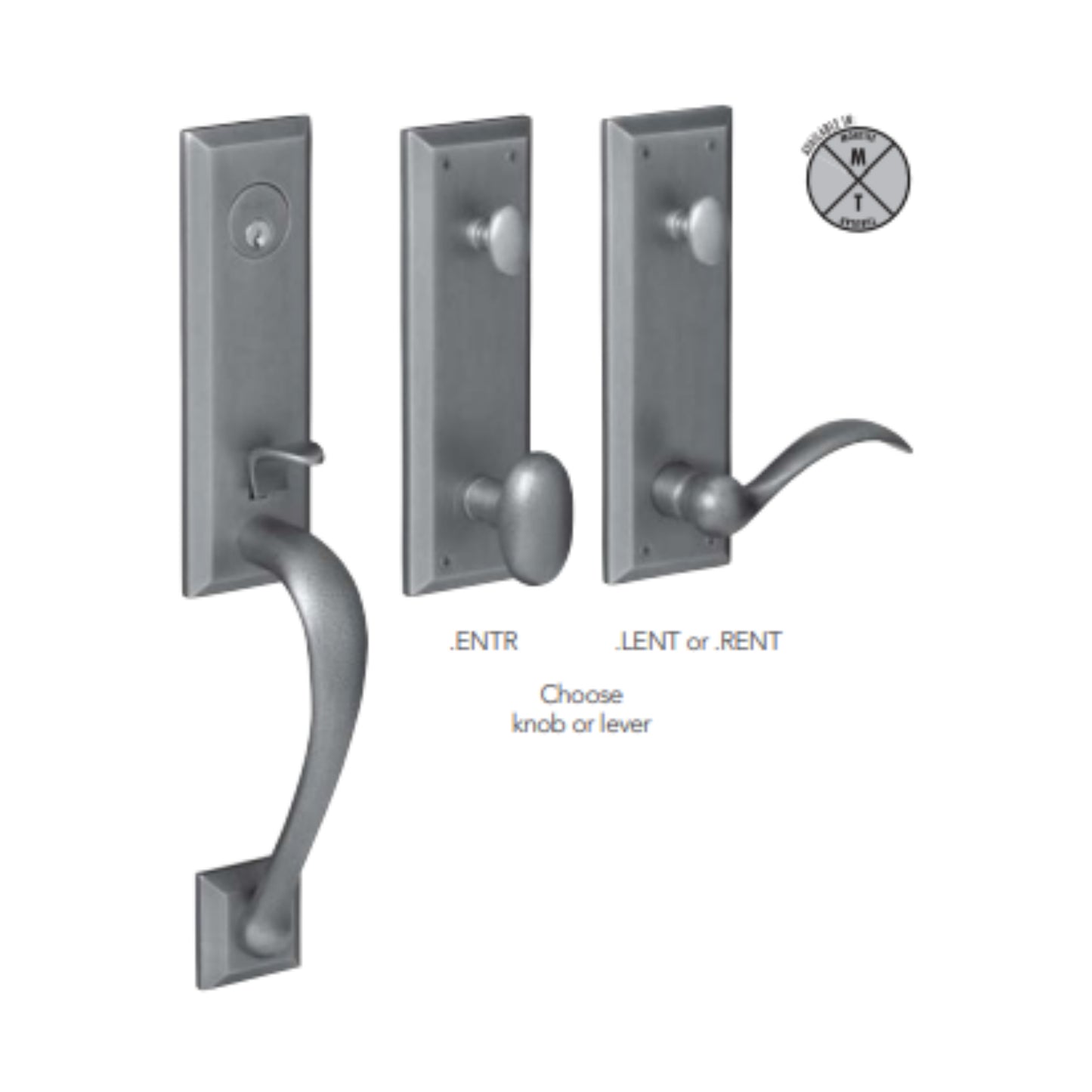 Cody ¾ Escutcheon Handleset Emergency Egress w 5024 Oval Knob or 5452V Beavertail Lever