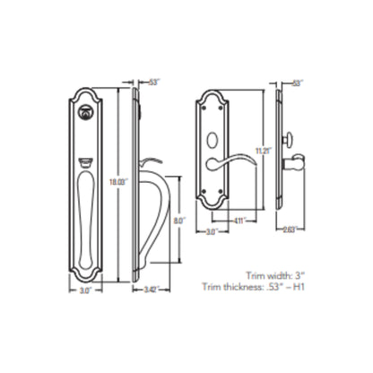 Entrance Trim Mortise Boulder Full Escutcheon