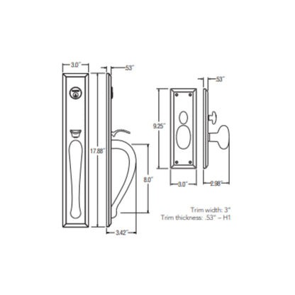 Entrance Trim Mortise Cody Full Escutcheon