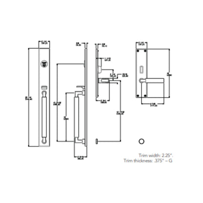 Entrance Trim Mortise Gramercy 20'' Handleset