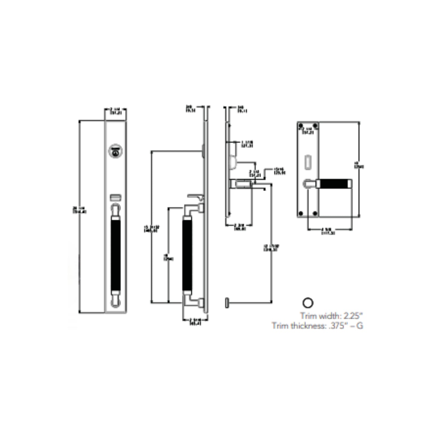 Entrance Trim Mortise Gramercy Knurled 20''