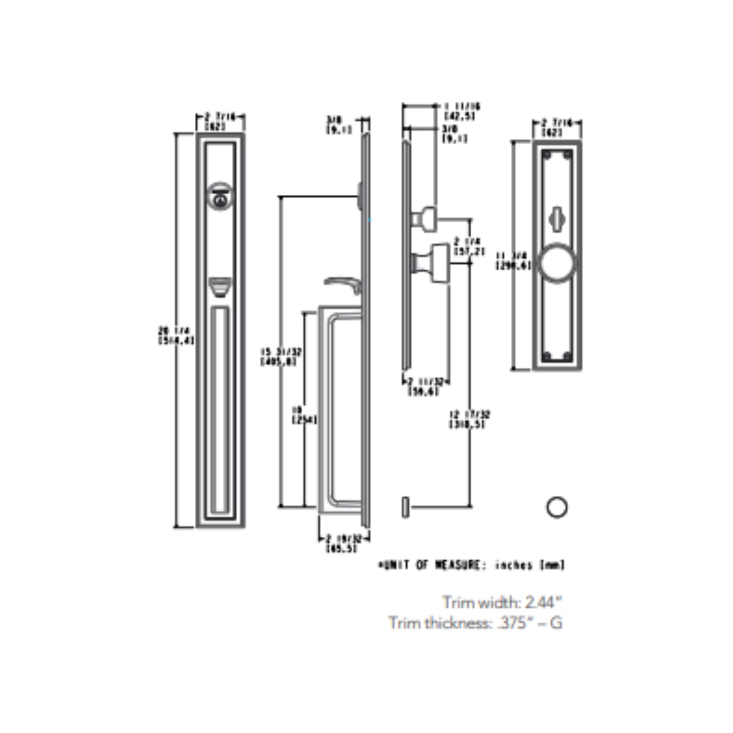 Entrance Trim Mortise Hollywood Hills Handleset
