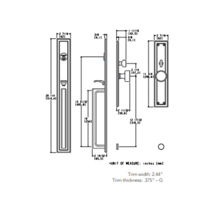 Entrance Trim Mortise Hollywood Hills Handleset