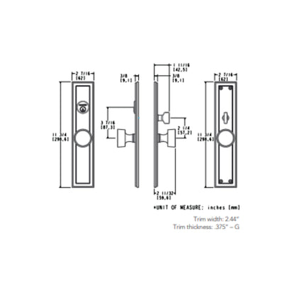 Entrance Trim Mortise Hollywood Hills Knob x Knob Trim