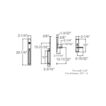 Entrance Trim Mortise Minneapolis 20'' Handleset
