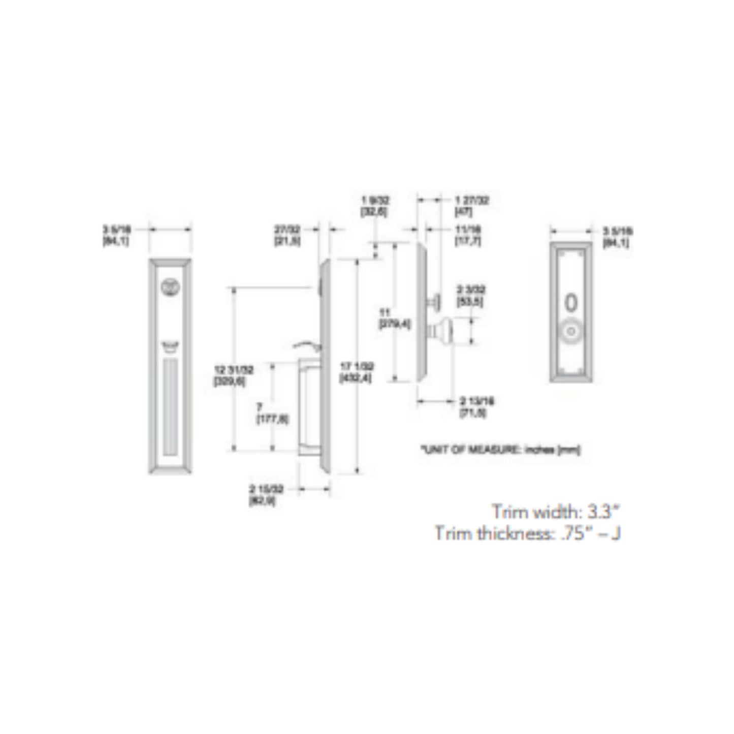 Entrance Trim Mortise Tremont