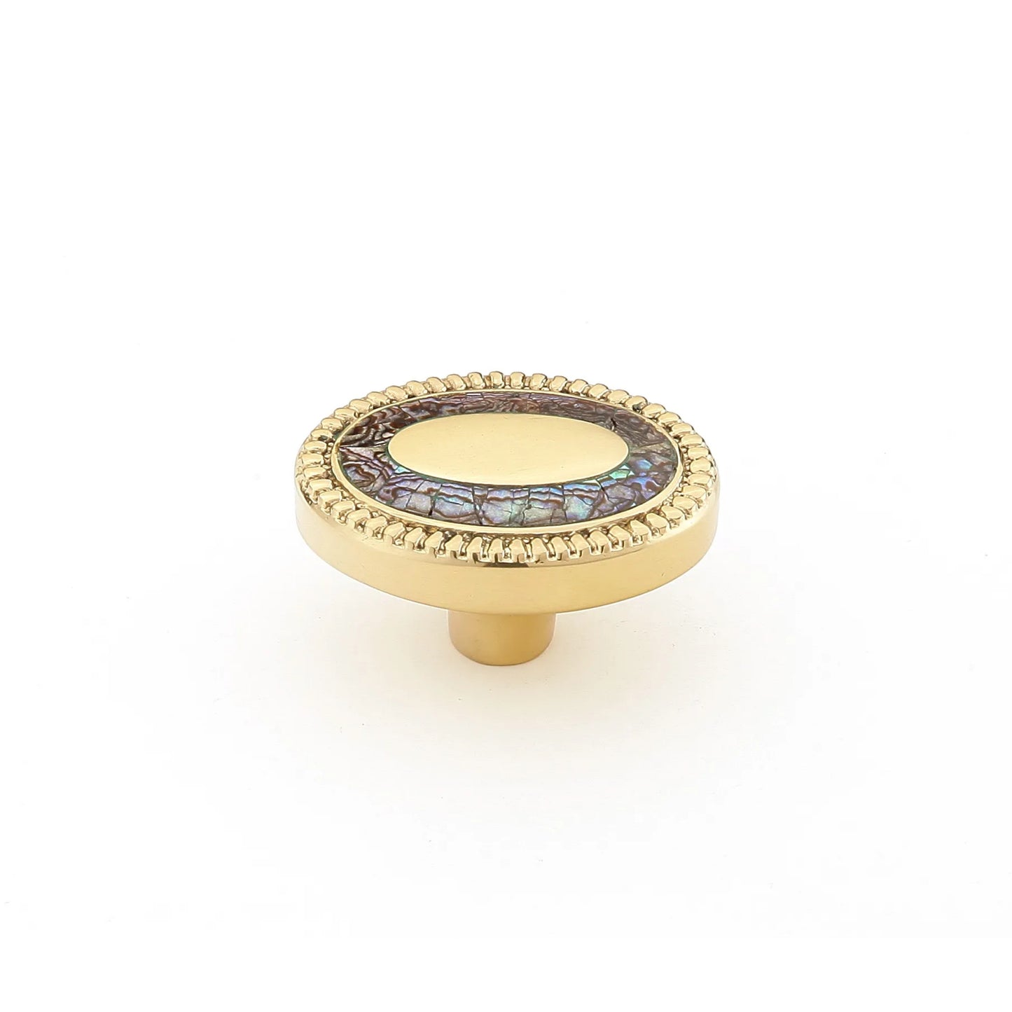 Knob, Oval, Imperial Shell, Polished Brass, 1-1_2" x 1-1_8"