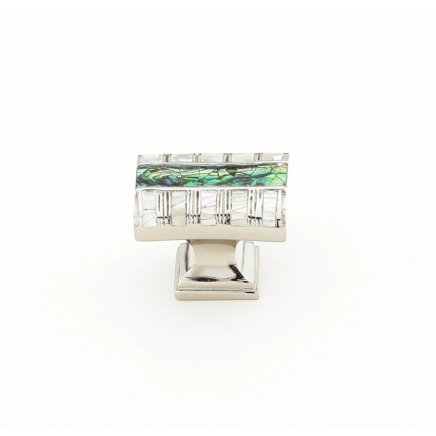 Knob, Rectangle, Imperial Shell, Mother of Pearl, Polished Nickel, 1-1_4" x 7_8"