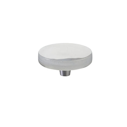 Large Round Knob 2-1_2" Dia, Translucent White, Conical Stem, Brushed Stainless Steel