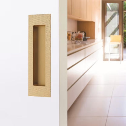 Modern Rectangular Knurled Flush Pull with Plain Pocket