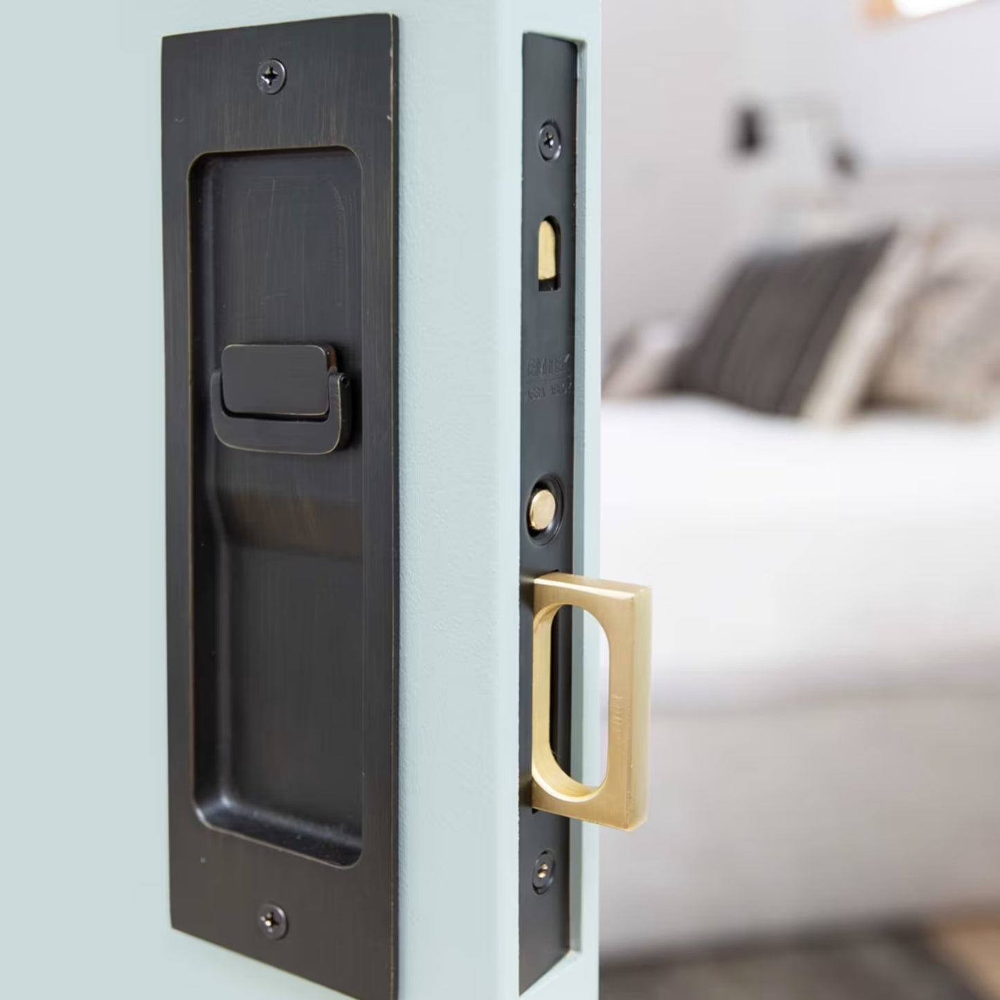 Rustic Modern Rectangular Pocket Door Mortise Lock