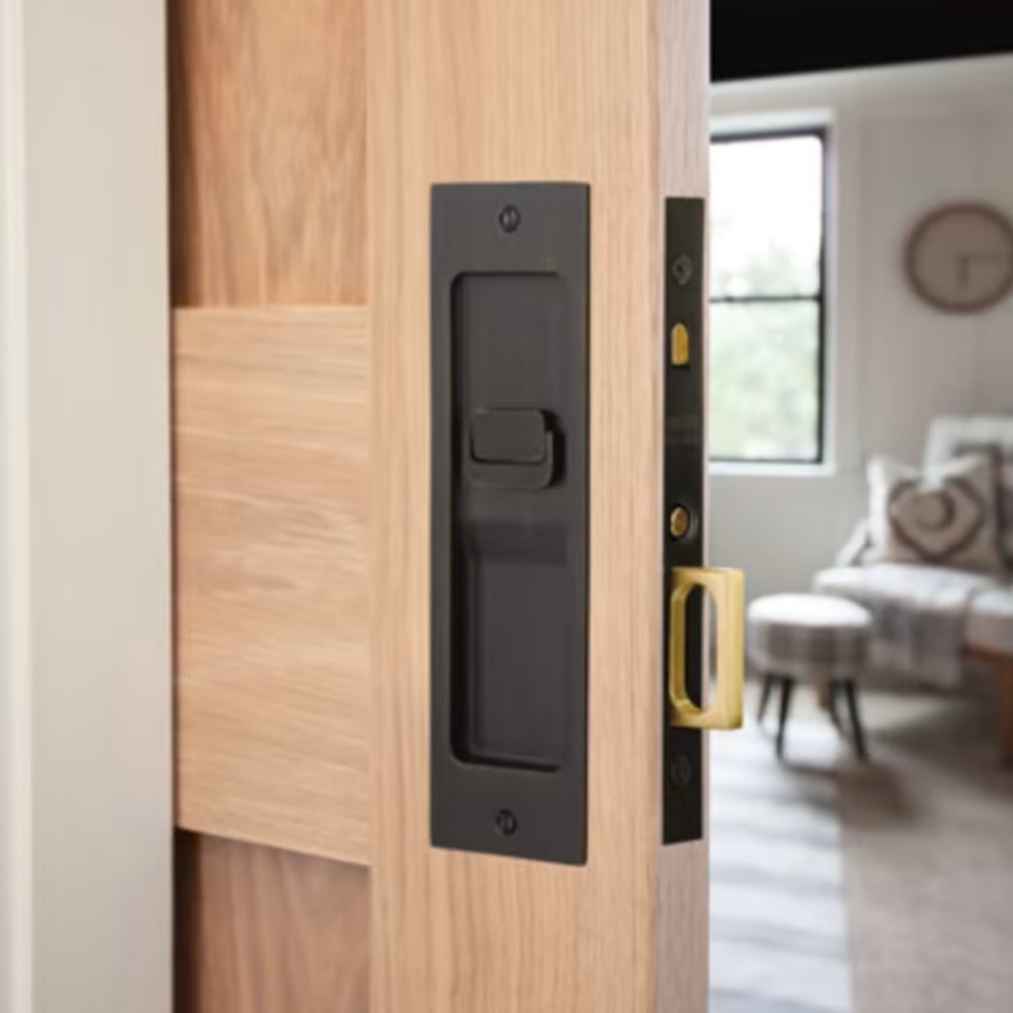 Rustic Modern Rectangular Pocket Door Mortise Lock