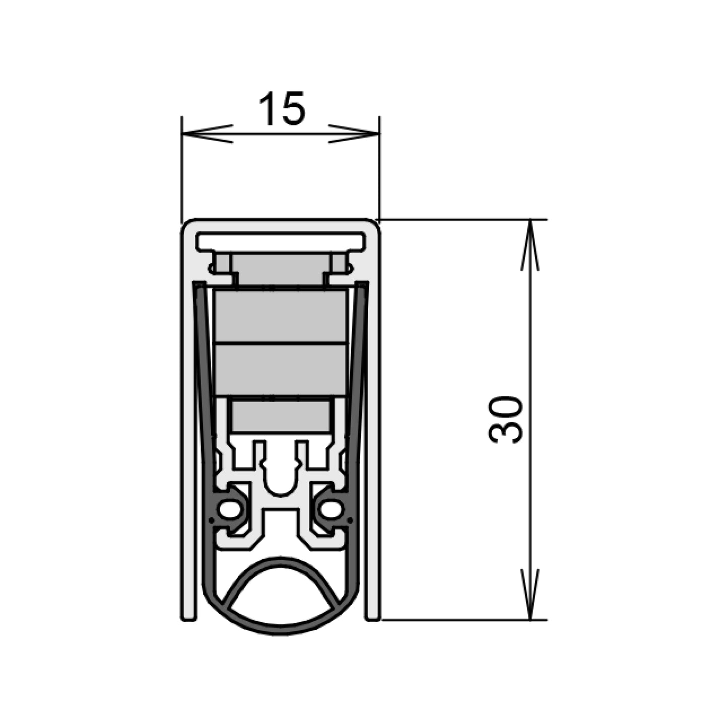 Schall-Ex L-15/30 WS Pivot Seal for Pivot Doors - Length 1083 mm