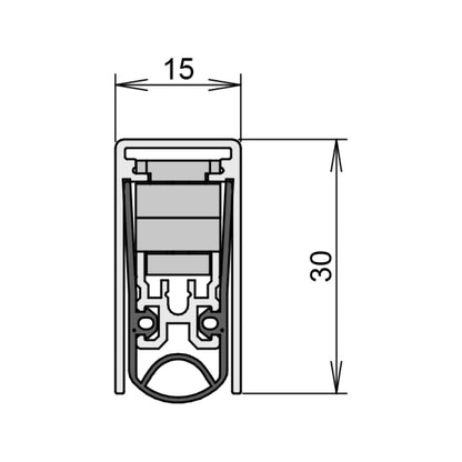 Schall-Ex L-15/30 WS Pivot Seal for Pivot Doors - Length 1083 mm