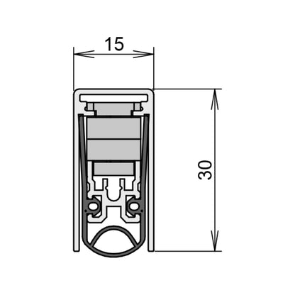 Schall-Ex L-15/30 WS Pivot Seal for Pivot Doors - Length 1208 mm