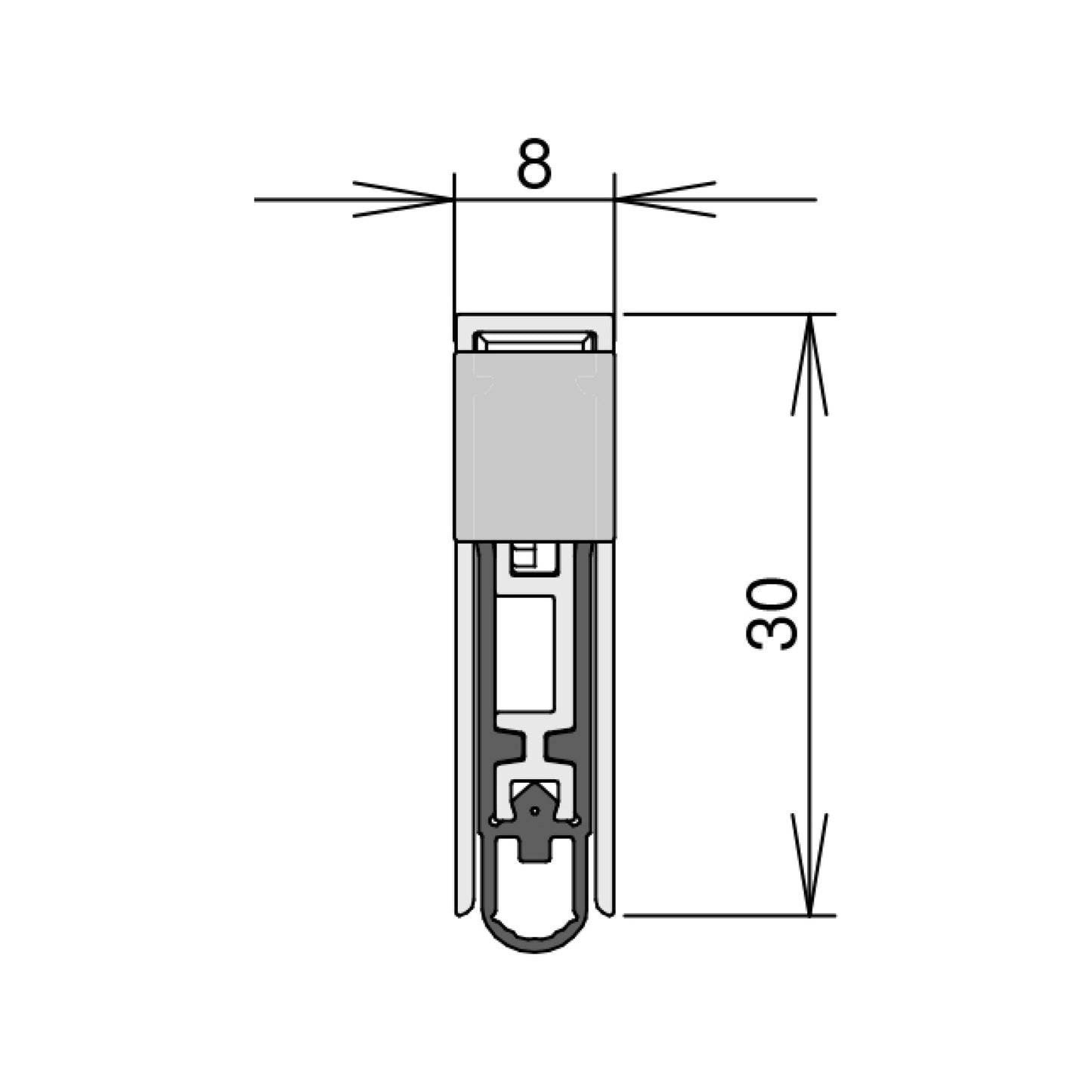 Sello para Puerta Schall-Ex L-8/30 WS - Longitud 1833 mm