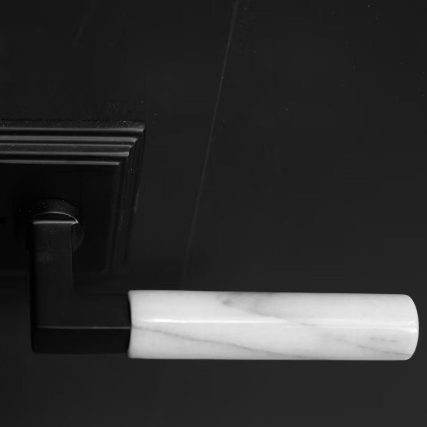 EMTEK Select L-Square White Marble Lever