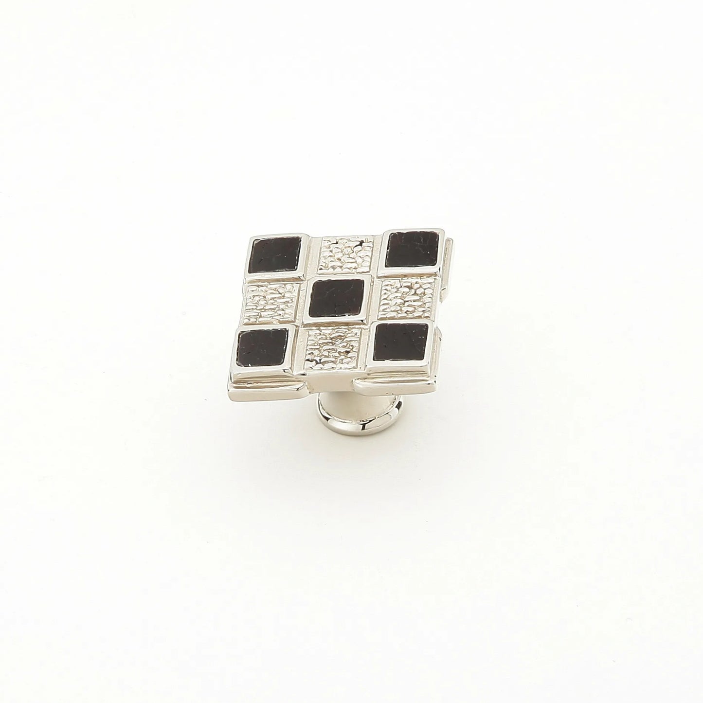 Square Knob, Black Mother of Pearl, Polished Nickel, 1-1_4"