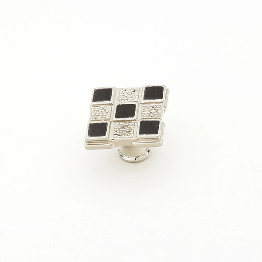 Square Knob, Black Mother of Pearl, Polished Nickel, 1-1_4"