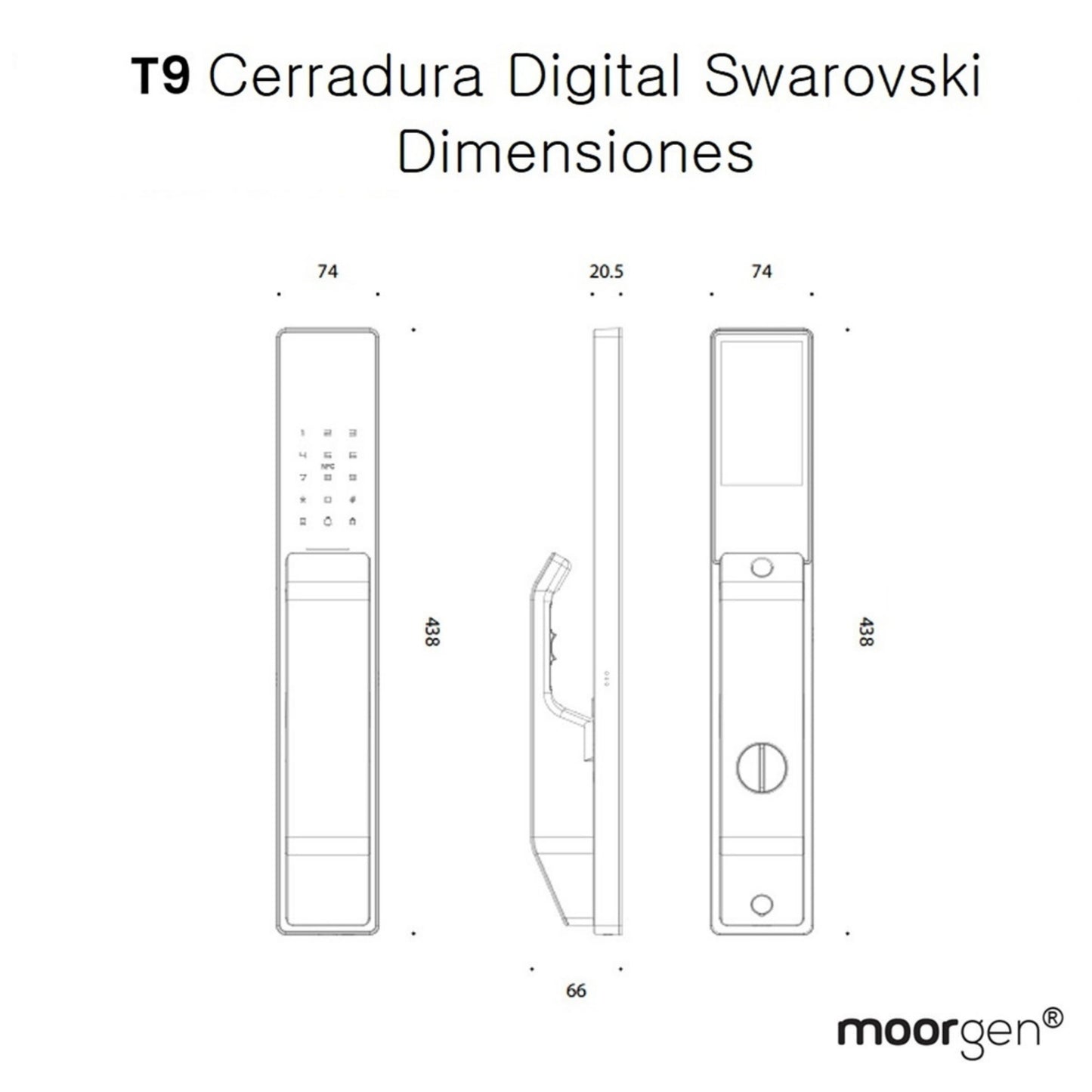 Cerradura Inteligente T9 Manijas Swarovski Full