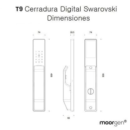 Cerradura Inteligente T9 Manijas Swarovski Full